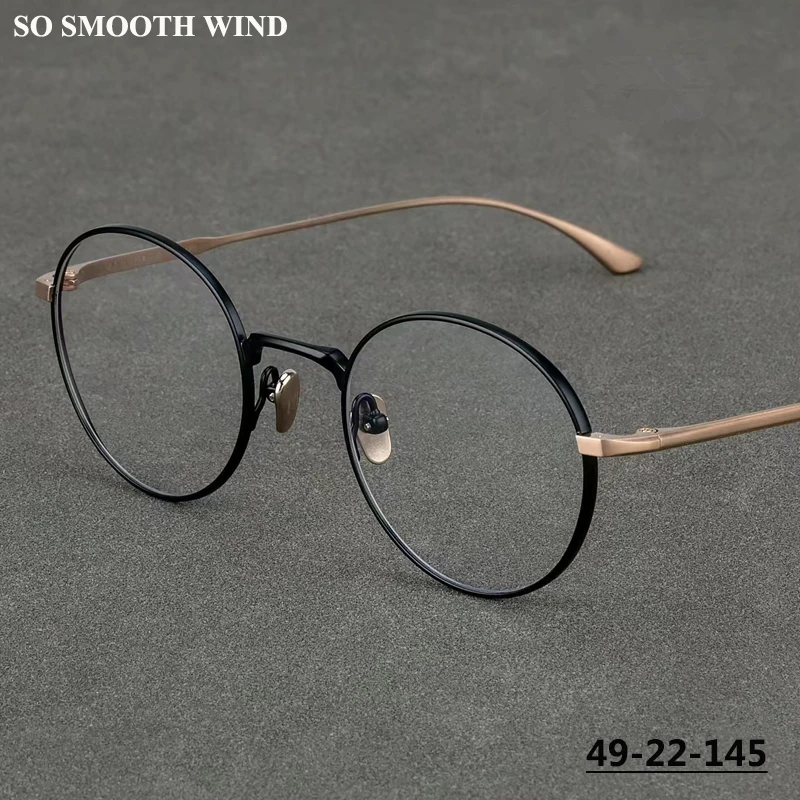 

Japanese Handmade Glasses Frame Retro Round Eyeglasses Men Women Titanium High Quality Spectacles Eyewear Ultralight Fashion New