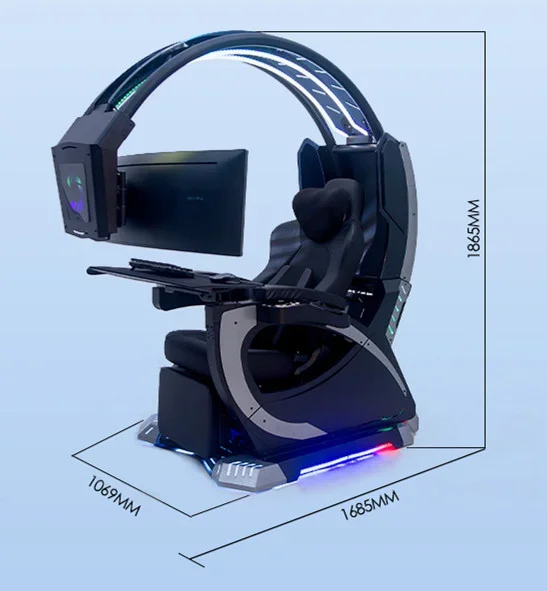 เก้าอี้ในฝันเก้าอี้เอนเกมส์ PC สำหรับแข่งห้องนักบินพร้อมลำโพง RGB LED รองรับ1-2หน้าจอ