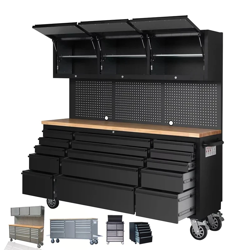 72 Inch Garage 430 Stainless Steel Cabinet Combination Workbench Chest with Storage Drawer Heavy Duty Workshop