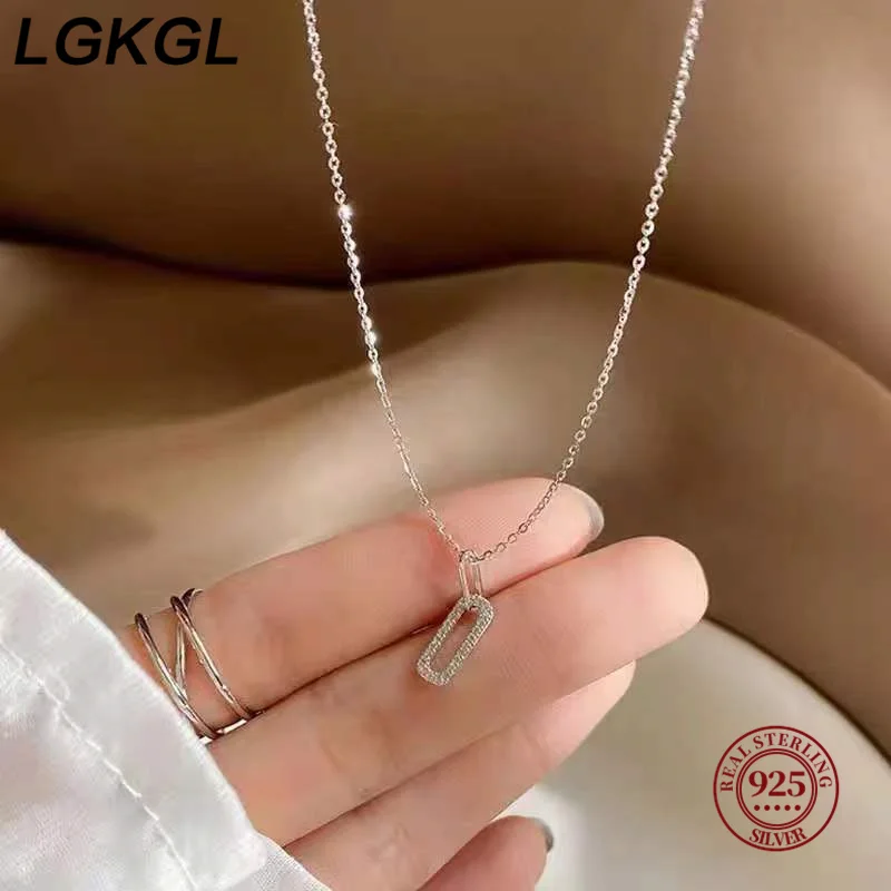 

LGKGL 14k Gold Plated Gothic Oval Pave CZ Zircon 925 Sterling Silver Pendant Necklaces For Women French Rock Party Jewelry Gift