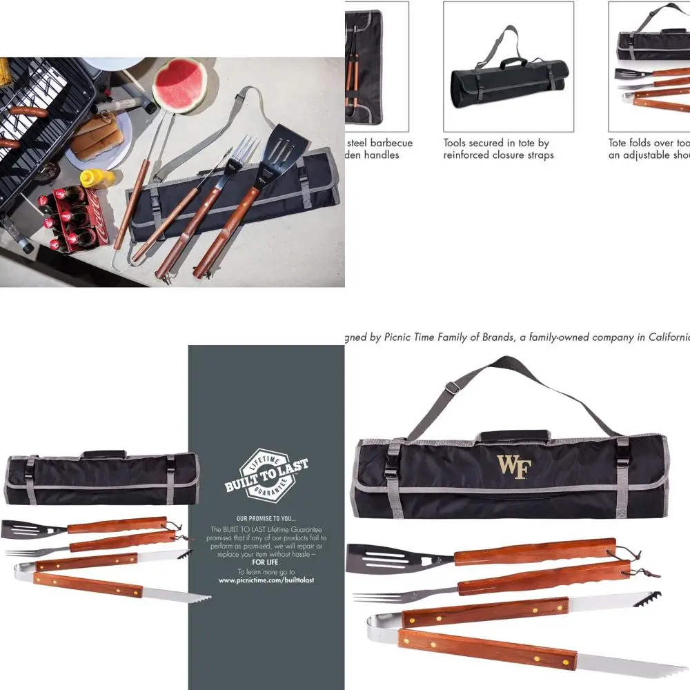 

Texas Longhorns BBQ Set: 3-Piece Outdoor Grill Accessories with Spatula, Fork, Tongs - Black and Gray