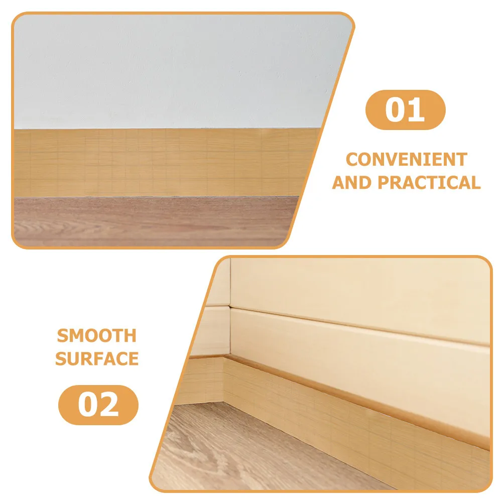 1 Roll PVC Peel and Stick Baseboard Trim Self Adhesive Wall Molding Skirting Board Cover for Bedroom Living Room TV Background
