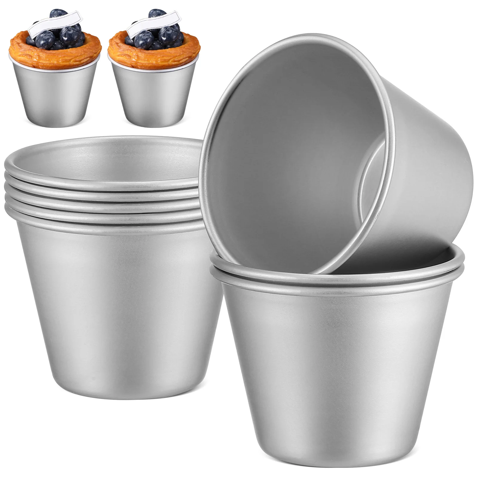 

8Pcs Pudding Moulds Aluminum Alloy Cake Molds Muffin Cups Cupcake Mold Baking Accessories Pudding Moulds