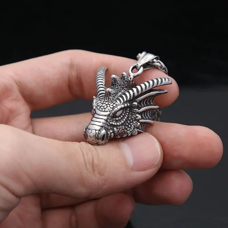 Trendy Charm Stainless Steel Dragon Head Pendant Vintage Simple Exquisite Various Animal Necklace for Men and Women Gift Jewelry image 3