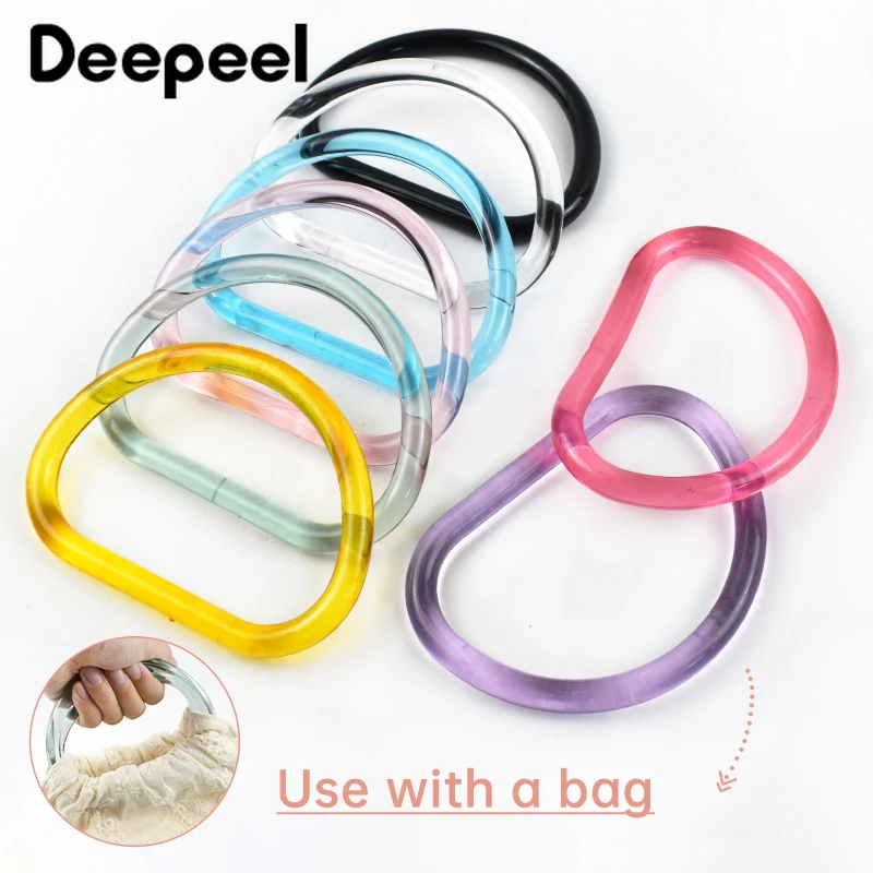 2/4/10Pcs 10cm Acrylic D Ring Transparent Plastic Handle for Bags Handbag Woven-bag Replace Bag Handles Purse Frame Accessories