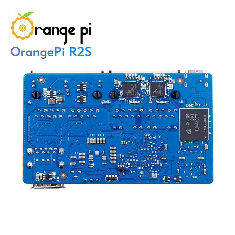 Orange Pi R2S 4GB RAM 8GB EMMC كمبيوتر واحد 8-core RISC-V AI 2TOPS CPU منافذ LAN مزدوجة كمبيوتر صغير يدعم OpenWrt Ubuntu OS