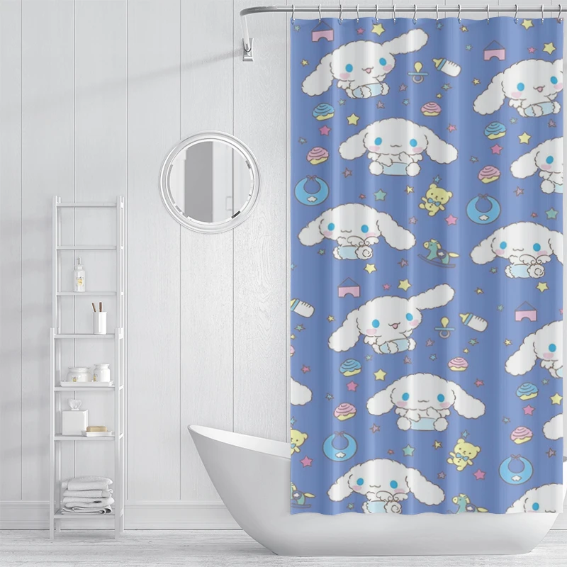 Shower Curtain Cartoon Anime Cinnamoroll New Style Fashion Design Waterproof and Mildew Proof Bathroom Decoration