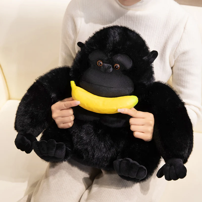 

25/35/45CM Simulation Black Gorilla Plush Toys Soft Stuffed Cartoon Animal Doll Lifelike Monkey Toys For Birthday Xmas Gifts