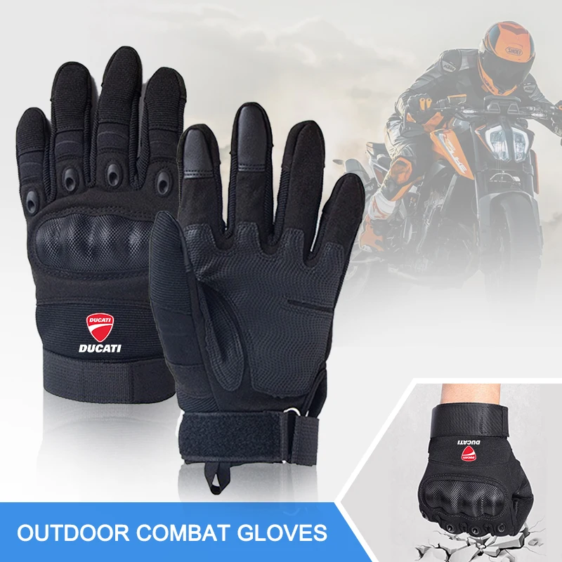 Guanti da moto in vera pelle da uomo Guanti da motocross per difesa di sicurezza in fibra di carbonio Touch-screen Guida all'aperto per Ducati