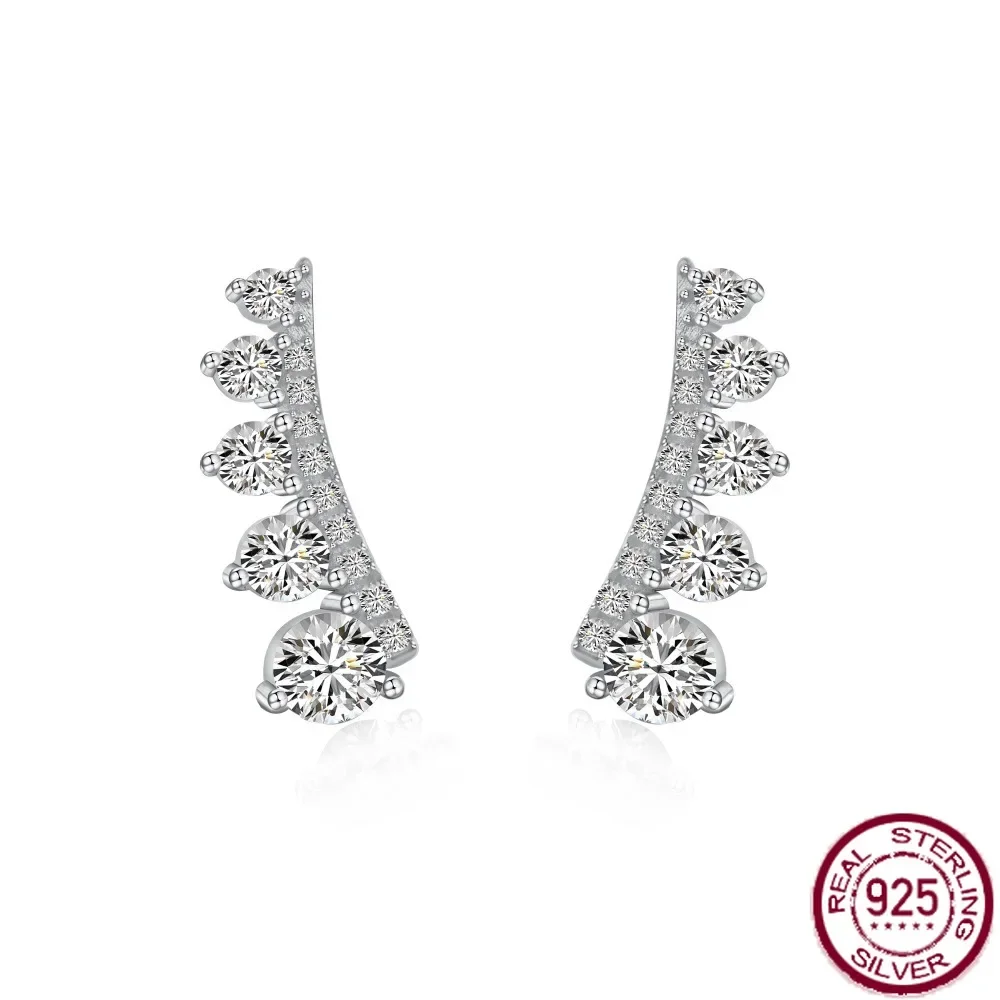 2024 New S925 Pure Silver Ear Studs for Women with Zircon Inlaid Symmetric Design, Fashionable Earrings, Wedding Jewelry