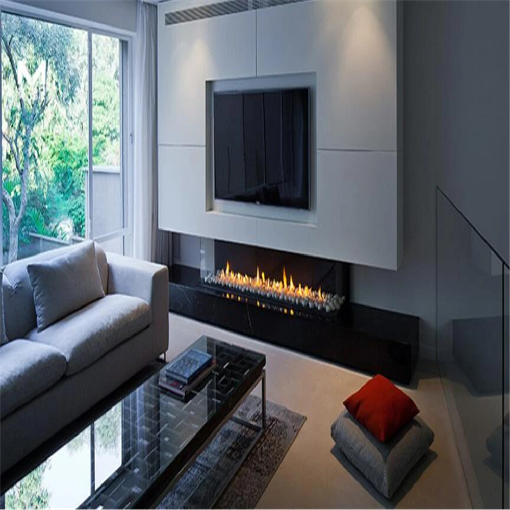 tuya wifi bio kamin  electric rectangular bio ethanol fireplace automatic ethanol burner