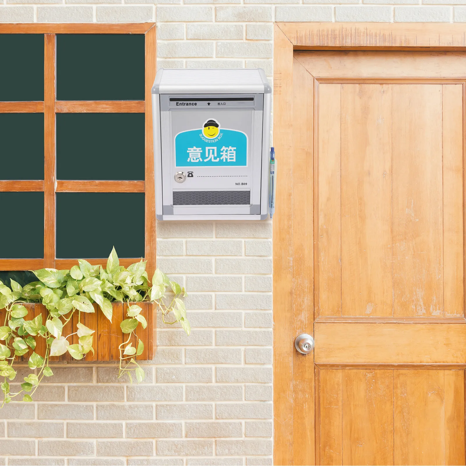 Lockable Wall Mounted Suggestion Box Heavy Duty Rust-Resistant Letter Mailbox for Outdoor Indoor Use Modern Vintage Style Public