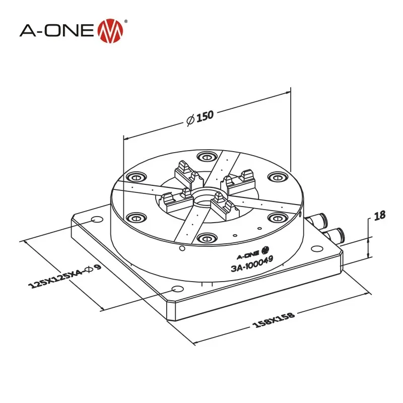 Premium 3A-100050 High-Performance 4-Jaw Chuck for CNC Machine Tools - Precision Steel Construction