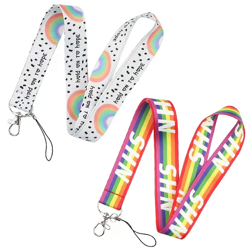 10PCS Rainbow homosexuality Lanyard For Keys Mobile Phone Strap Hang Rope Keycord USB ID Card Badge Holder Keychain DIY Keyrings