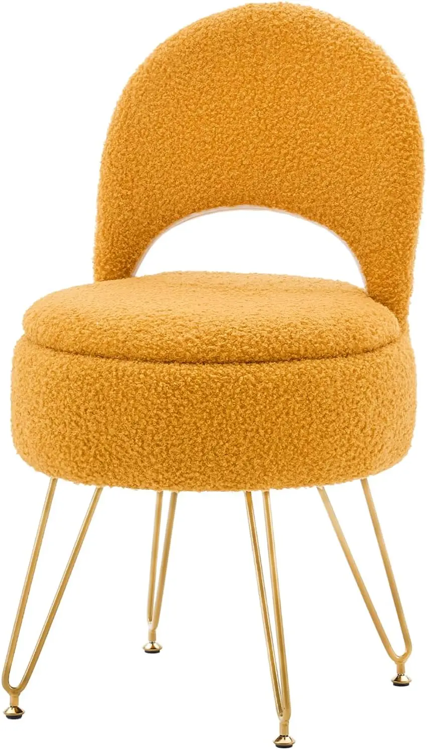 Ottoman Vanity Stool Chair with Folding Back Teddy Velvet Makeup Chair Multifunctional Upholstered Footstool for Bathroo