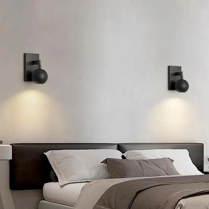 Minimally Designed Black Hole Stone Bedroom Headboard Modern All Copper Marble Living Room Background Wall Balcony Wall Lamp LED