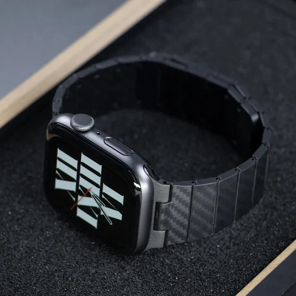 Carbon Fiber Magnetic Strap For Apple Watch Ultra 2 Series 9 8 7 6 5 4 SE 49mm Band 45mm 42mm 44mm 40mm 41mm 38 Bracelet correa