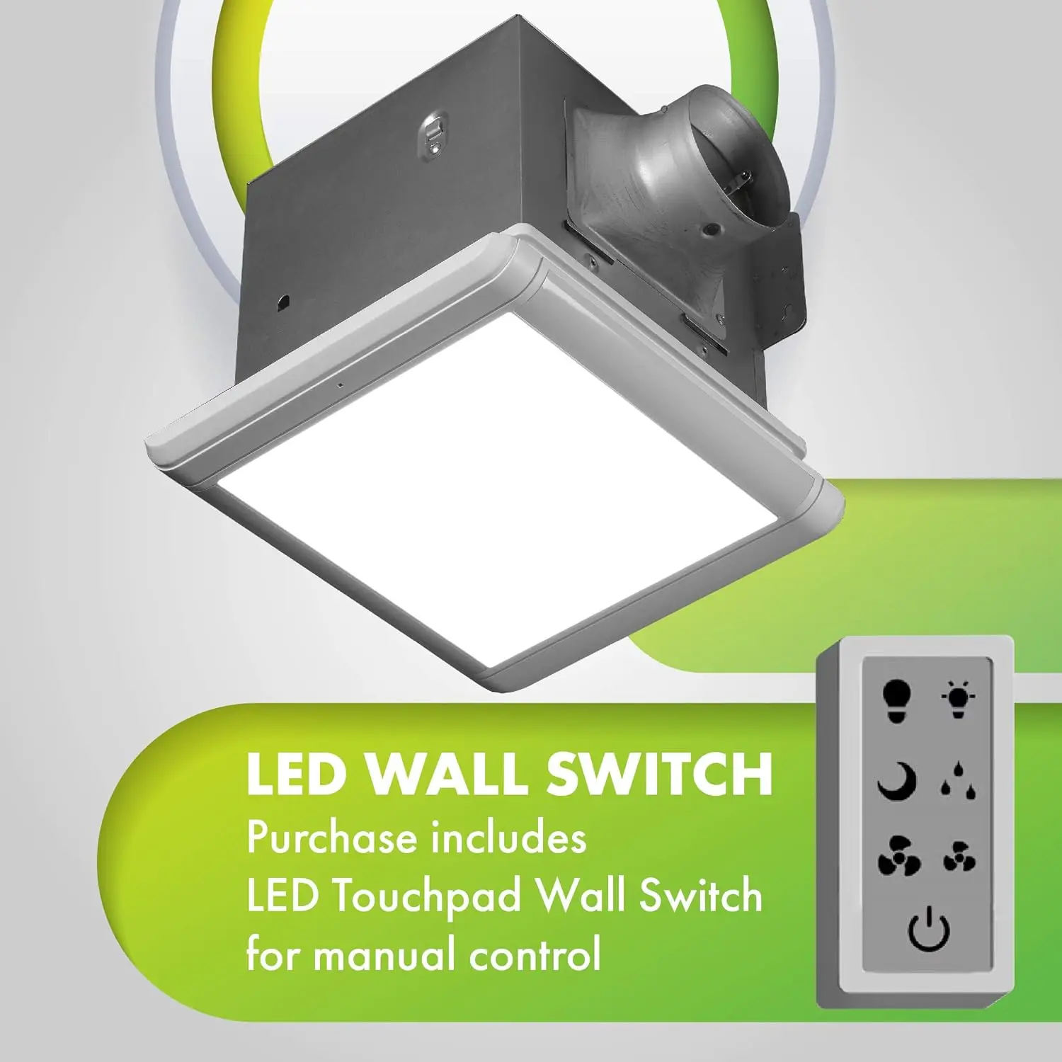 Dupla velocidade banheiro exaustor com IntegratedLED e Sensor de Umidade Automático