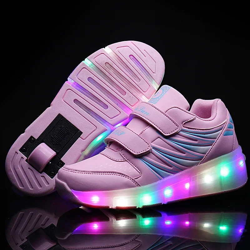 Boys Jazzy LED Light Shoes Children Roller Skate Shoes With Wheels Kids Junior Baby Girls Sneakers Glowing Luminous EUR 27-43