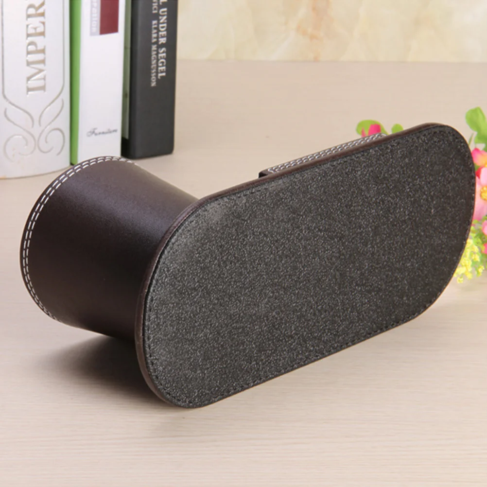 

Держатель для ручек из искусственной кожи, бизнес-подставка, настольный органайзер, коричневый цвет, ворсовая ткань, разделенные отделения, органайзер для офисного стола