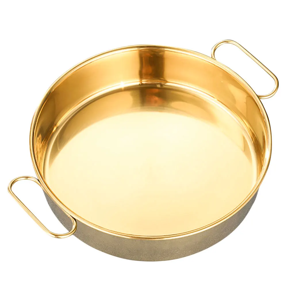 

Stainless Steel Plate With Double Handle For Steaming Fish Cold Noodles Rice Serving Pan Snack Dish Metal Food Tray