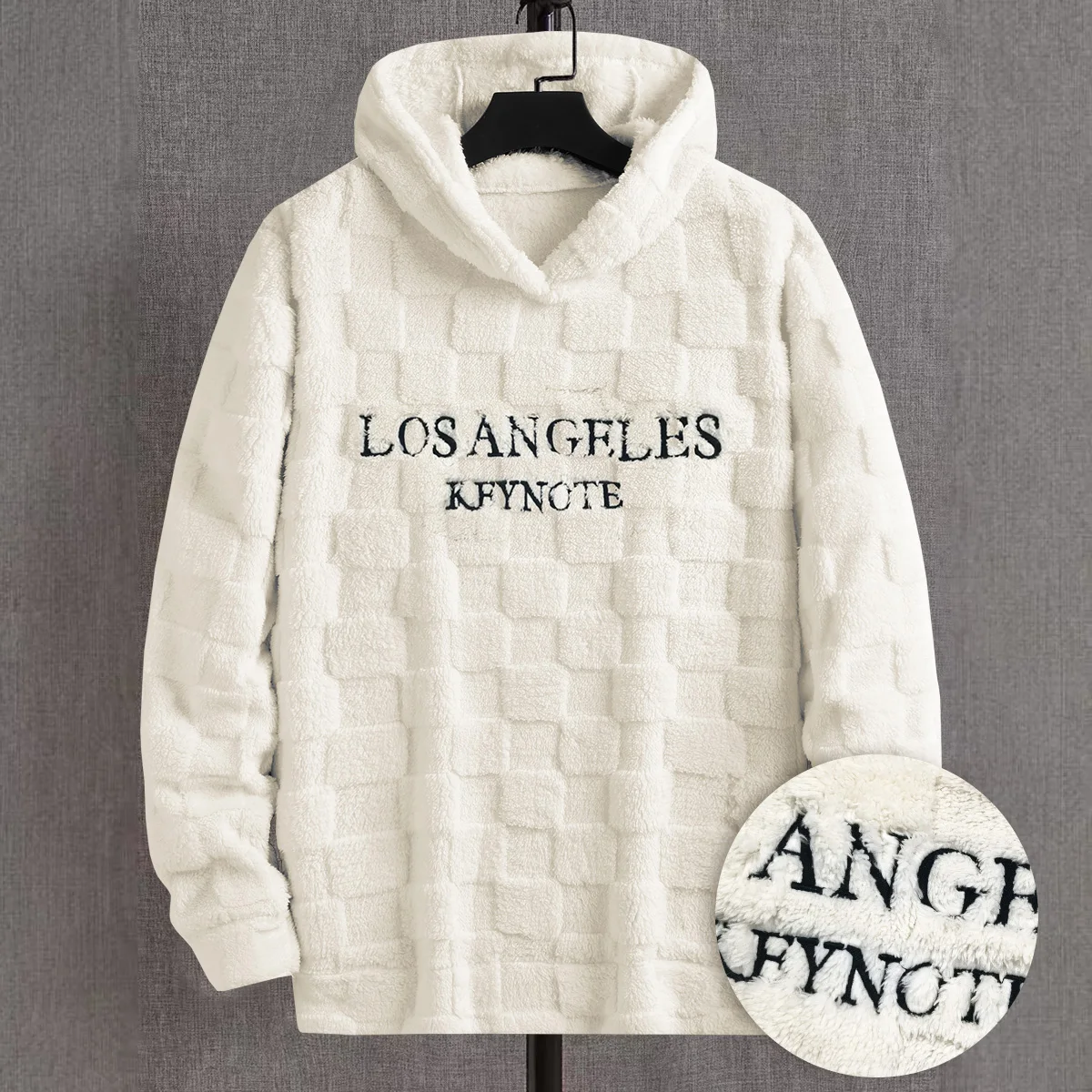 Men's New Autumn and Winter Fleece-Lined and Thickened Hooded Pullover Sweatshirt, Fashionable Embroidered Letter Print, Comfortable and Warm Fleece Pullover
