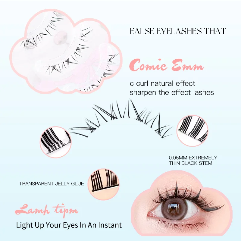 5 ペア V 字型ナチュラルつけまつげ透明幹 3D 韓国マンガまつげアイメイクまつげ女の子のための
