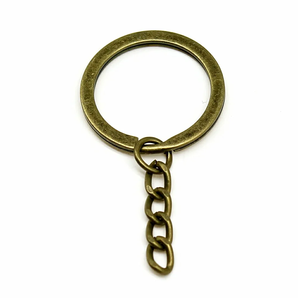 10pcs 2 Colors 28mm Key Ring Keychain Split Ring With Chain DIY Key Rings Key Chains Jewelry Findings & Components