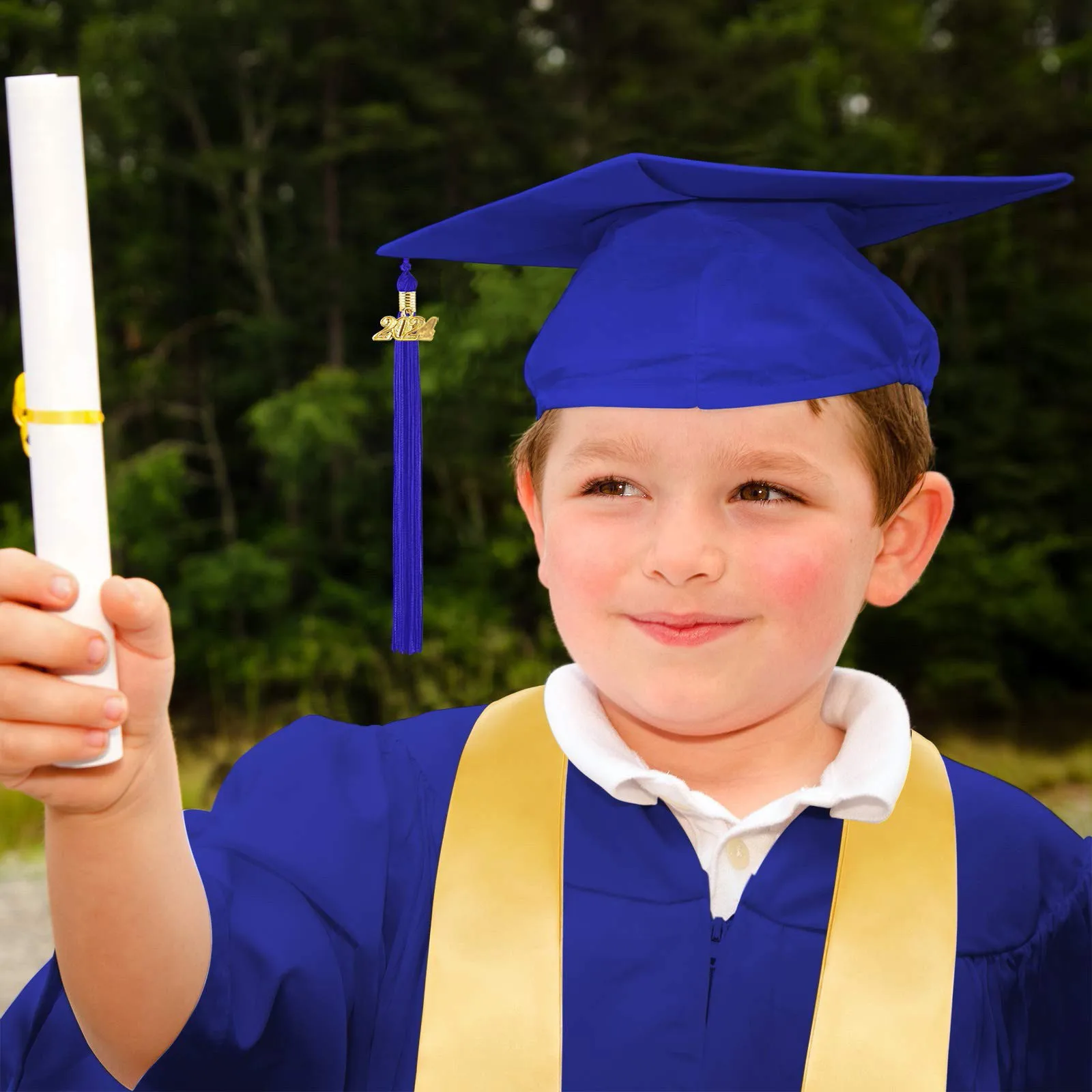 Vestido de graduação da escola primária com boné Tassel para crianças, Traje de RPG, Vestido de Vestir, Trajes de bacharel, Pré-escolar para meninos e meninas