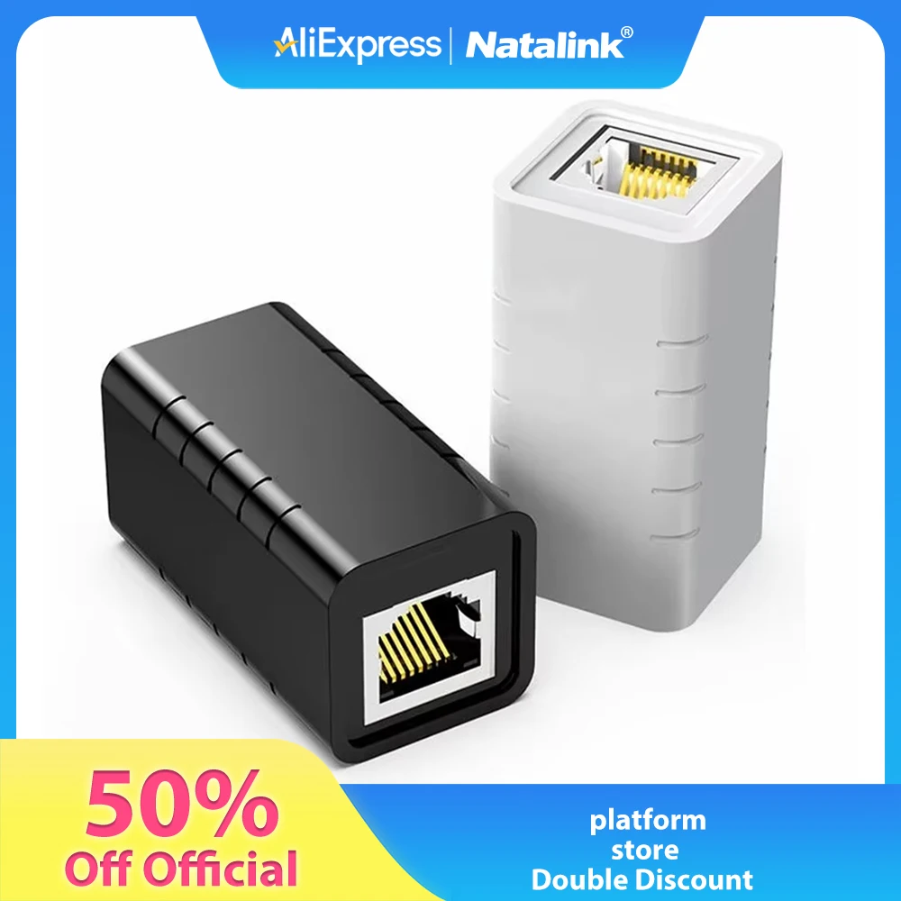 Natalink RJ45 Connector Network Ethernet Extender Extension for Cat7 Cat6 Cat5e Ethernet Cable Adapter Gigabit Female to Female