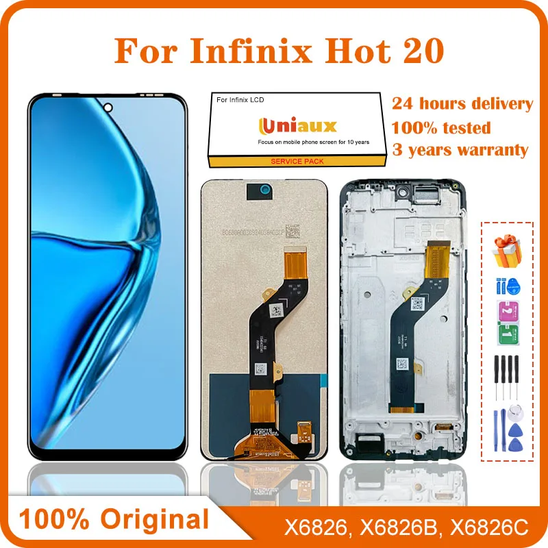 

Для мобильного телефона Infinix Hot 20, ЖК-экран в сборе, сенсорный экран, замена ЖК-панели