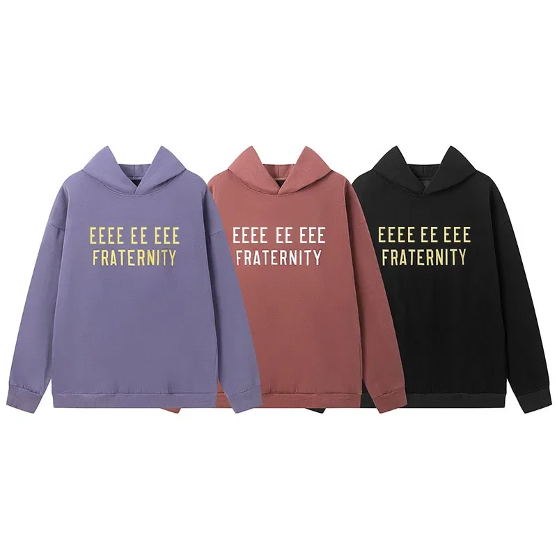 FW24 Fashion Brand Men's Hoodies Chest Two Rows Letter Logo Hoodies Luxury Design Men's High Street Cotton Loose Hoodie Sets