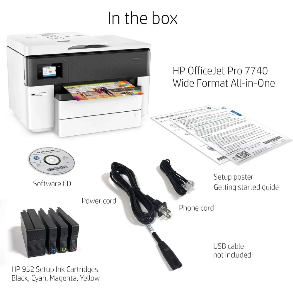 Format All-in-One Color Printer with Wireless Printing, Works with Alexa (G5J38A), White/Black