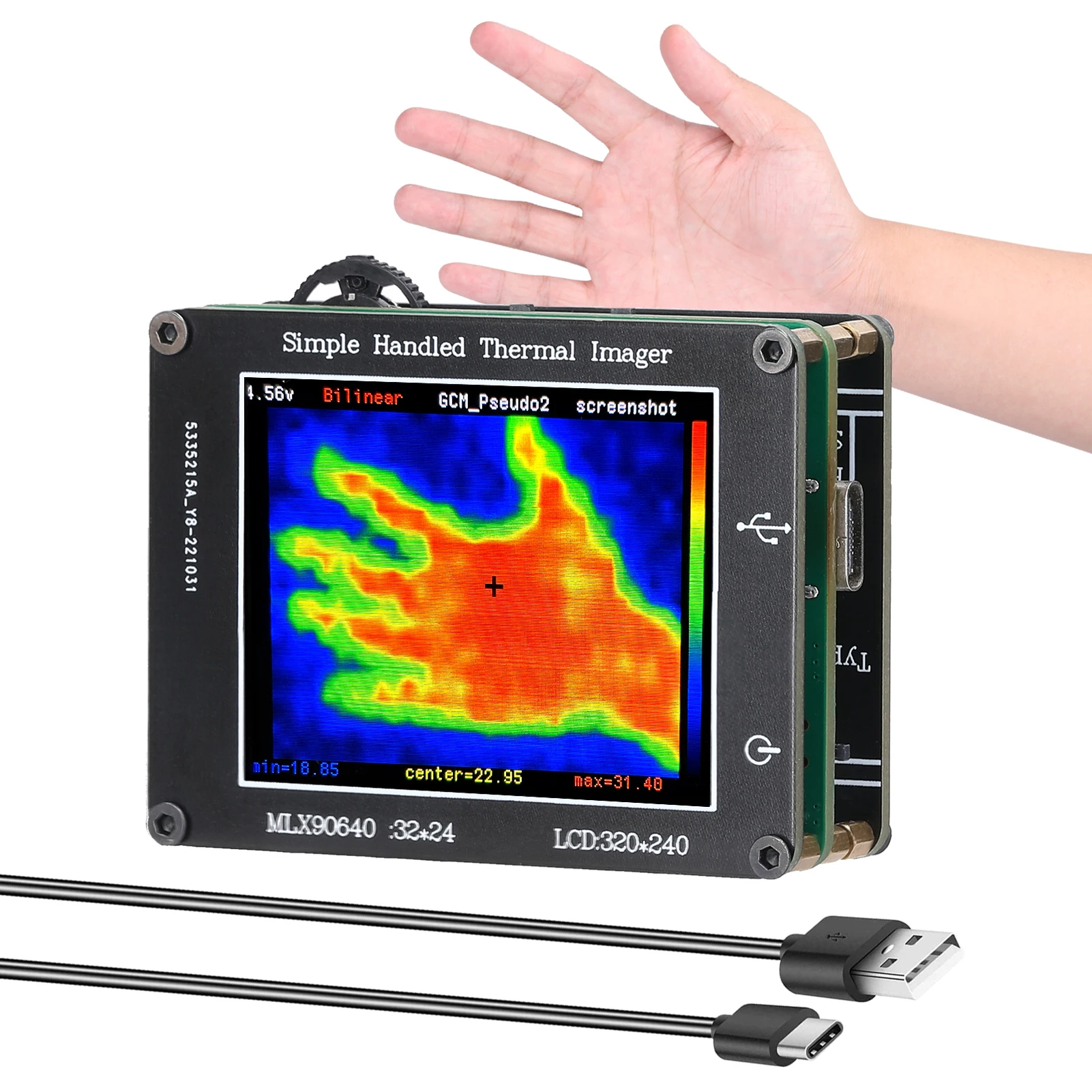 24*32 Pixel Infrared Sensor Thermal Imager 2.0inch LCD Display 240*320 Resolution Clear Definition Imaging Camera -40℃ to 300℃