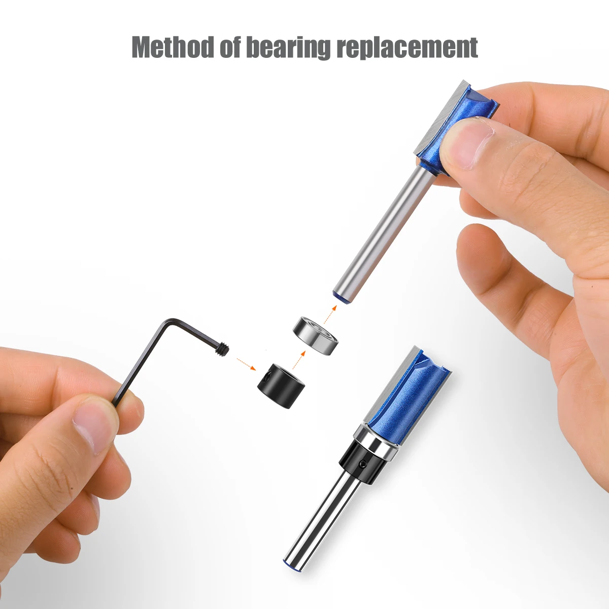 Router Bit Top Mounted Ball Bearings Guide Milling Cutter Bearing Wrench Set Bearings Accessories Kit 4.76mm 6.35mm 12.7mm