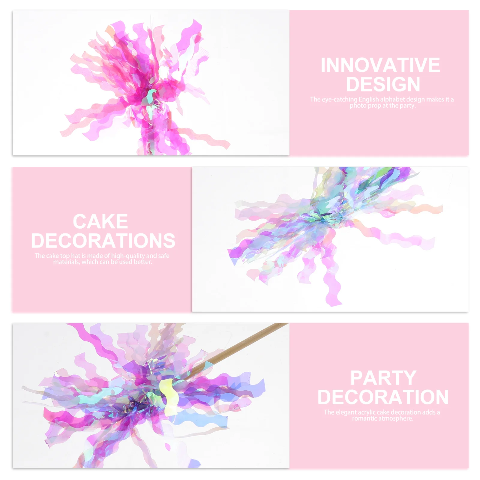 

14Pcs Colorful Cupcake Toppers Exquisite Party Decor Food Safe Lightweight Portable Cake Toppers Party Cake Decors