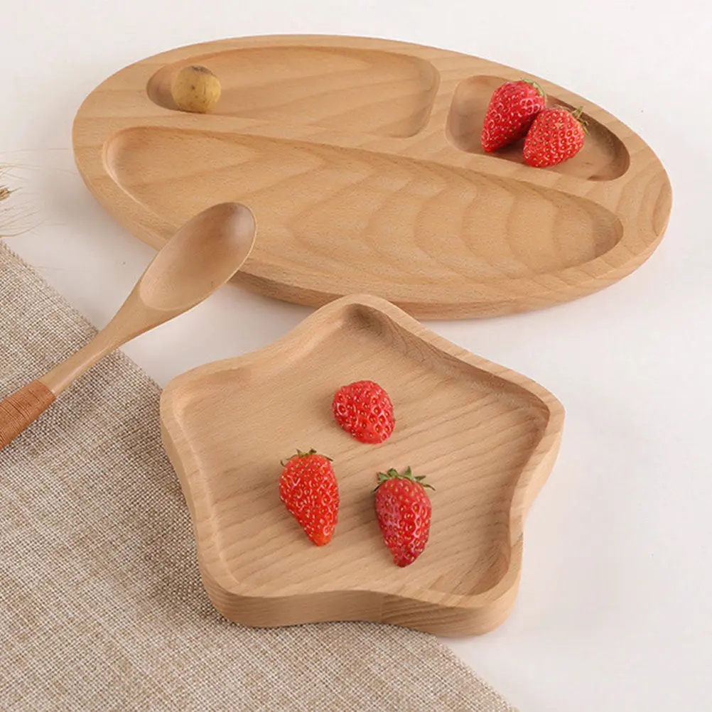 1Pcs High Quality Solid Wood Serving Tray Cartoon Style Rustic Texture Bread Fruit Cheese Pastry Snack Dessert Plate Home Use