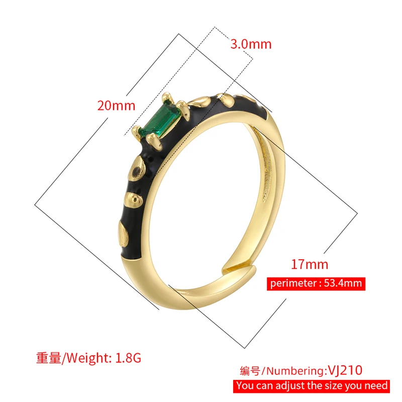 ZHUKOU Medieval Colour Block Enamel Drip Glaze Temperament Y2K Unisex Punk Personalised Jewellery Ring: VJ689