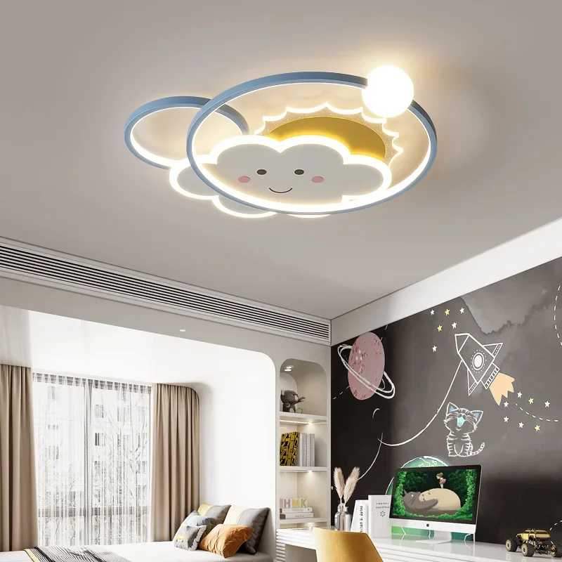 Contemporary Originality Ceiling Lights Cartoon Cute Sun Rainbow Cloud Lamp Children's Room Bedroom Study Parlor Art Decorative