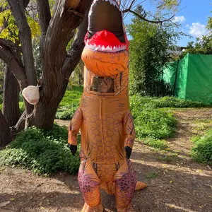 طفل الكبار للجنسين نفخ ديناصور الديناصور ريكس تأثيري زي أطفال رياض الأطفال أداء هالوين كرنفال أفضل 6 أزياء حيوانية مبيعة على TNT - No6