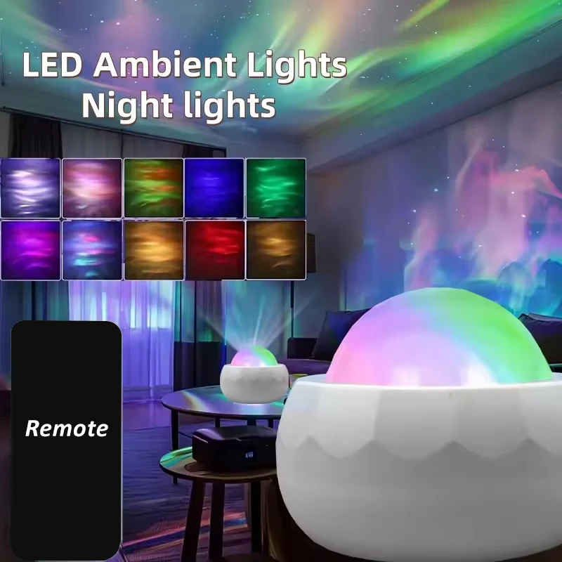Aurora estrelado luz do norte rgb projeção luzes da noite usb plug controle remoto projetor atmosfera lâmpada para sala festa decoração
