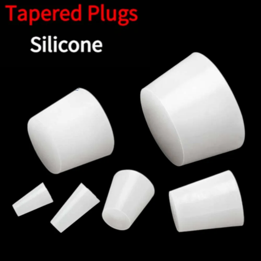 High Temperature White Solid Silicone Conical Stopper, Reusable Seal Cap for Laboratory Flask, Water Pipe & Exhaust Valve