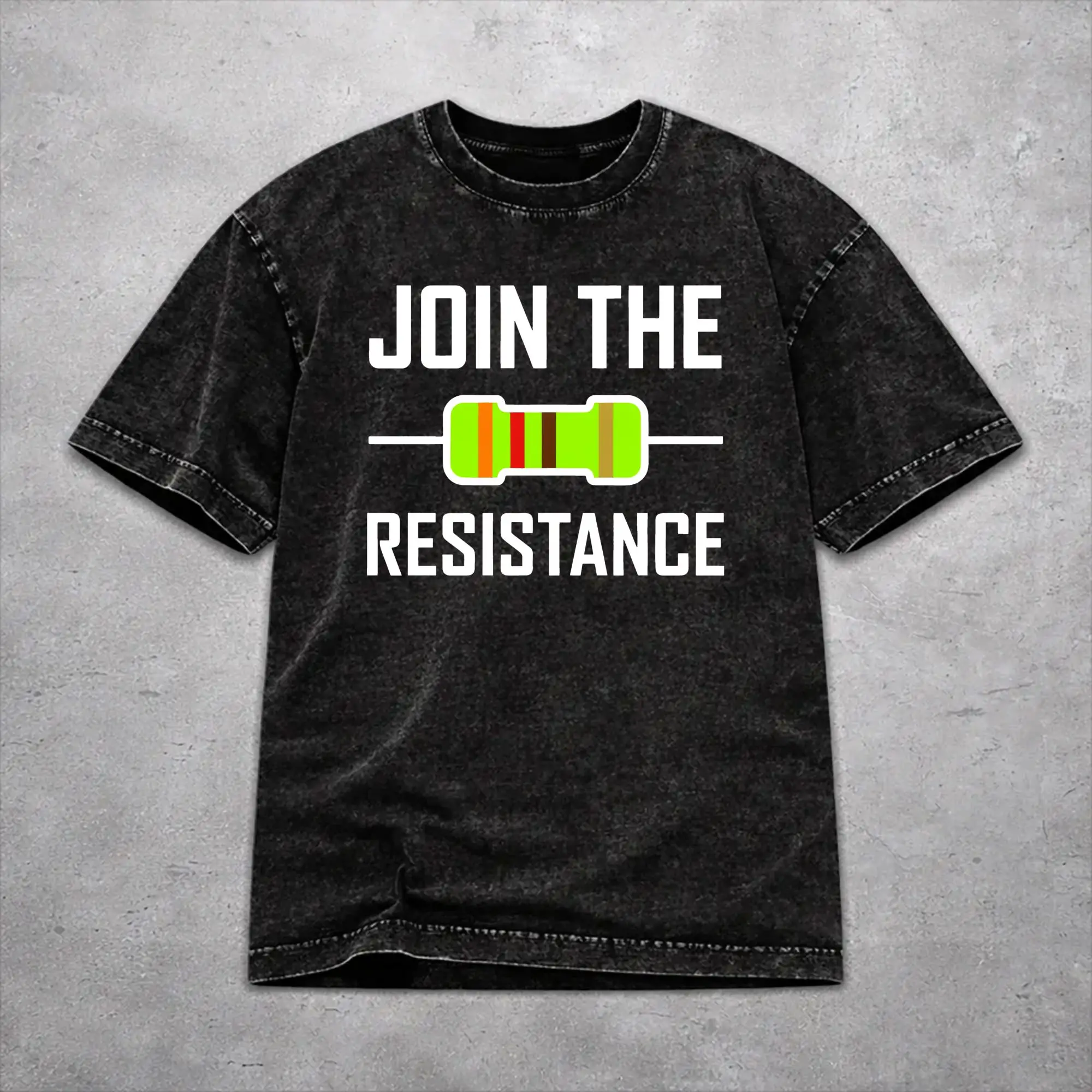 Join the Resistance Engineer  Outfit Washed T Shirt Men Women Streetwear Hip Hop T-Shirt Summer  Tees Tops Short Sleeve