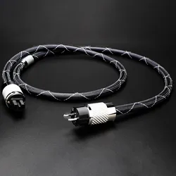 HiFi Power CableOCC Silver Plated FI-E50 FI-50 (R) Plug Carbon Fiber Rhodium Plated EU/US C15 Pug Fever Audio Power Cord