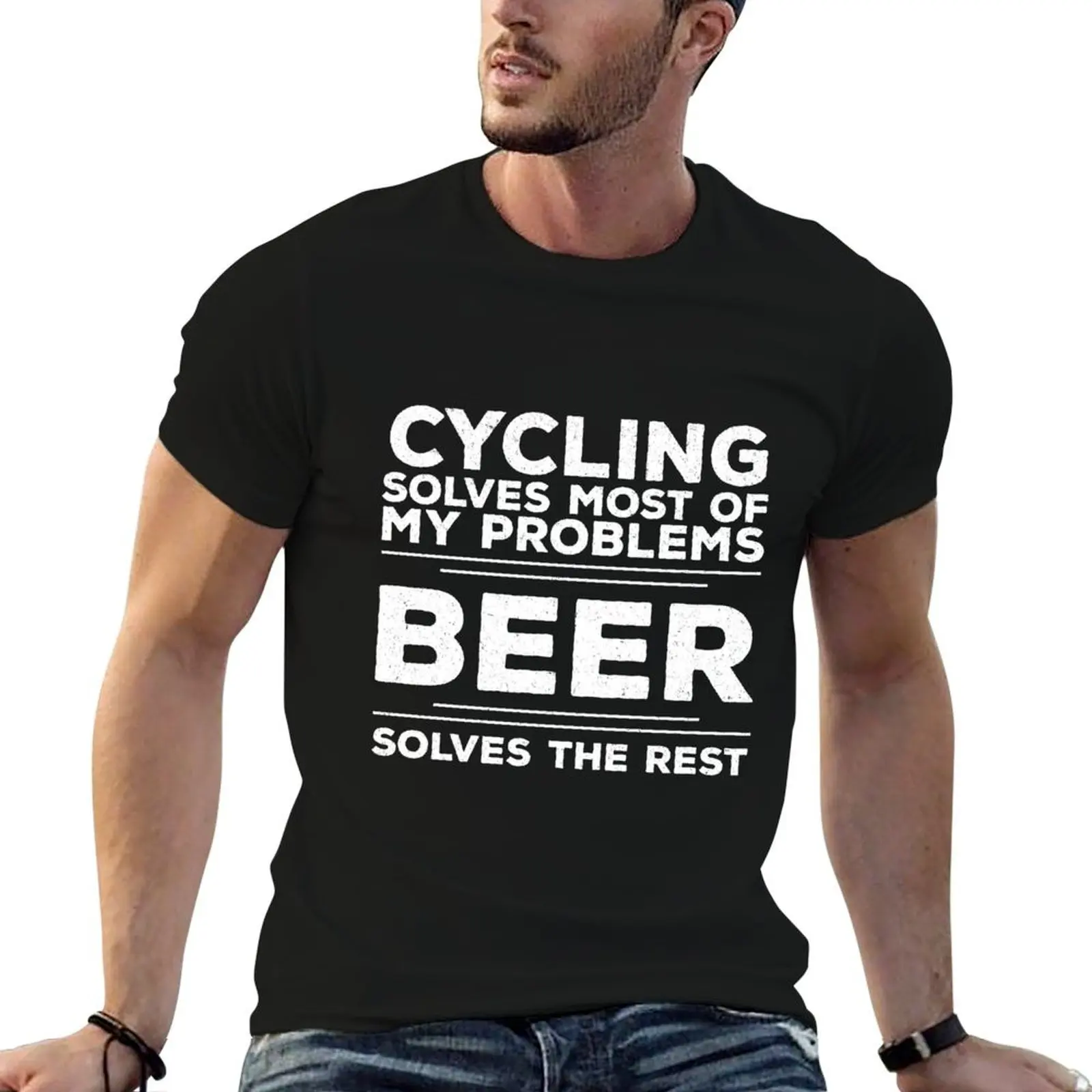 Cycling Solves Most Of My Problems Beer Solves The Rest T-Shirt Man t-shirt affliction shirts tshirts for men