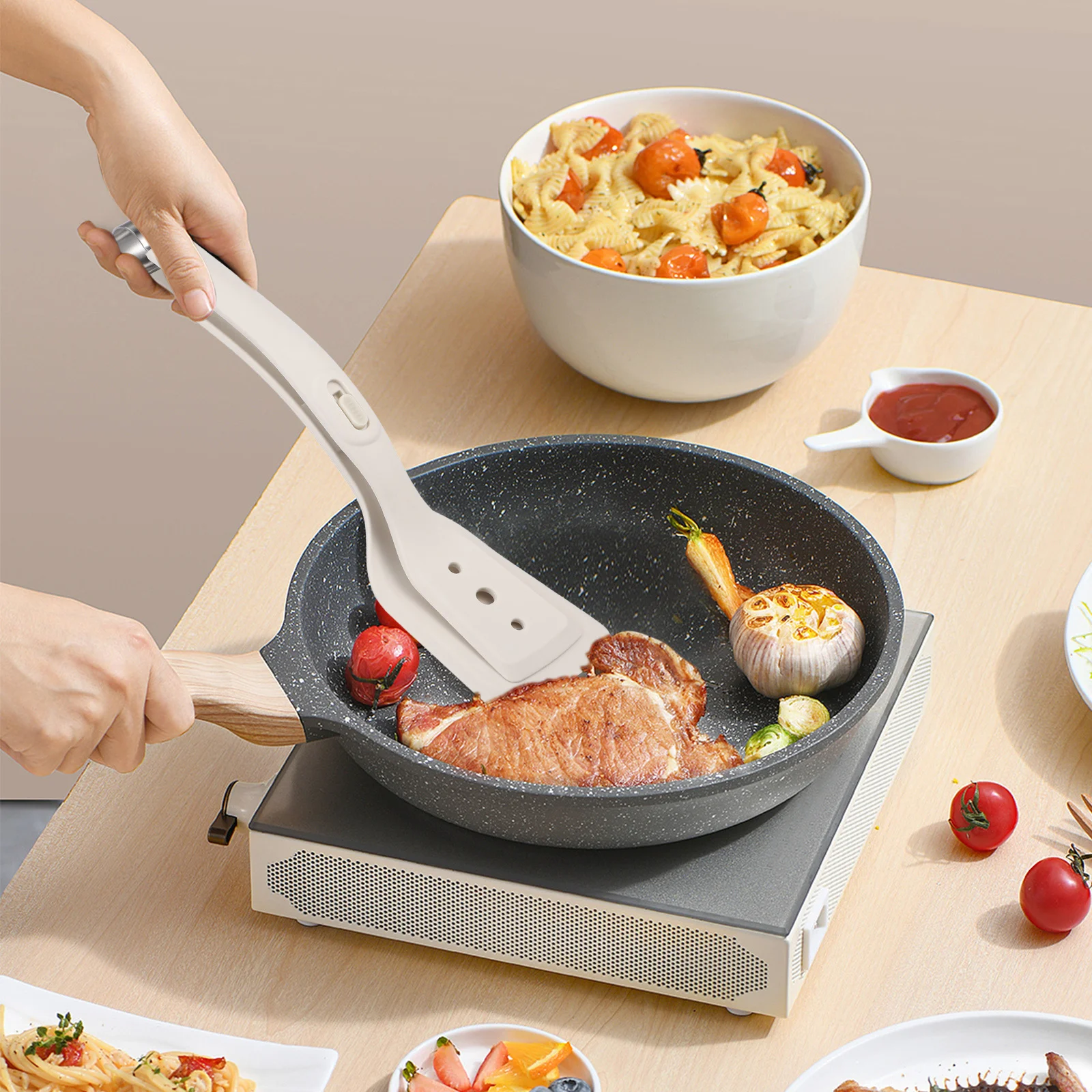 Silicone Spatula Tong Heat Resistant Non Slip Cooking Shovel Kitchen Tool For Flipping Steak Hotel Use