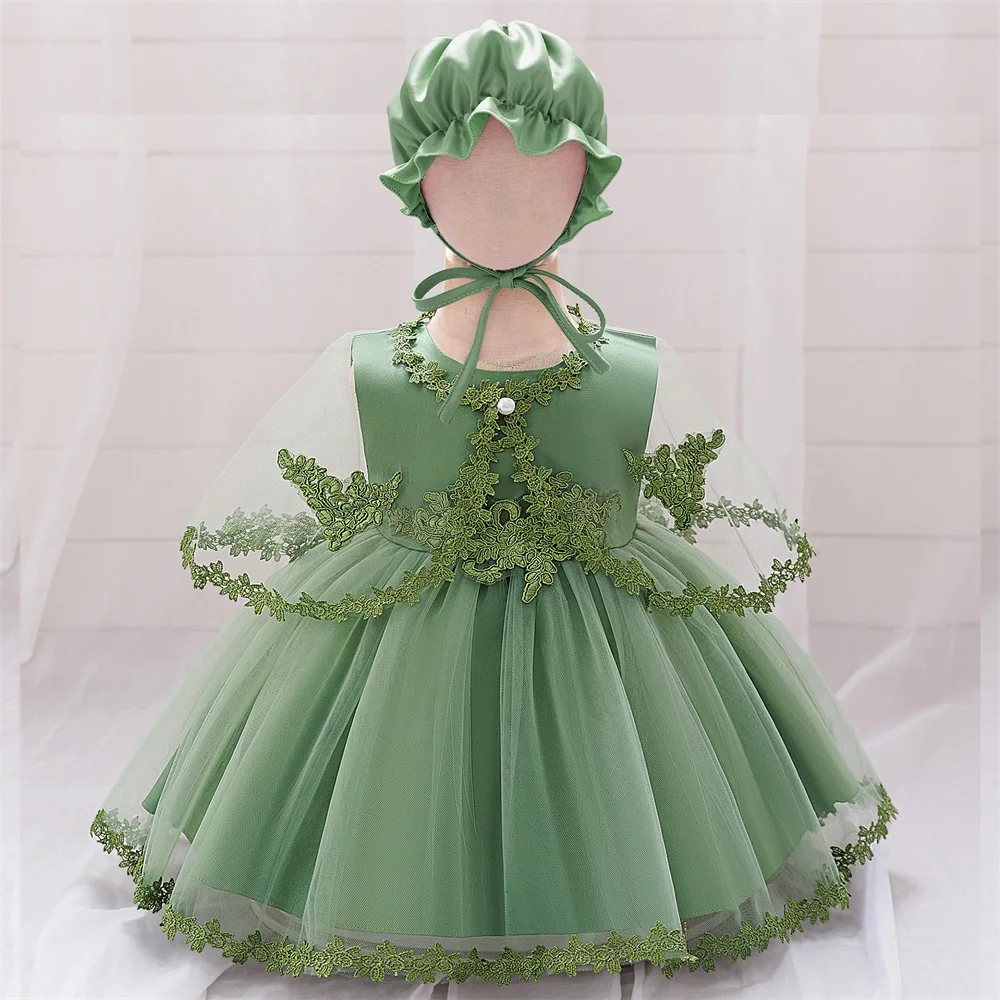 Toddler Lace Mesh Patchwork 2 Piece Set Party Baby Elegant Baptism Birthday Wedding Princess Dresses Girl Bridesmaid Prom Costum
