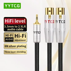 HiFi 3.5mm to 2 XLR Audio Cable High Quality TRS Stereo to 2XLR Male Interconnect Audio Microphone Cable Y Splitter Adapter