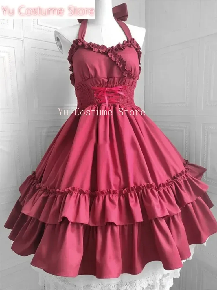 

Summer Classical Elegant Suspender Dress Lolita Solid Kawaii Lolita Retro Soft Girl Tea Party JSK Suspender Dress Yu Costume