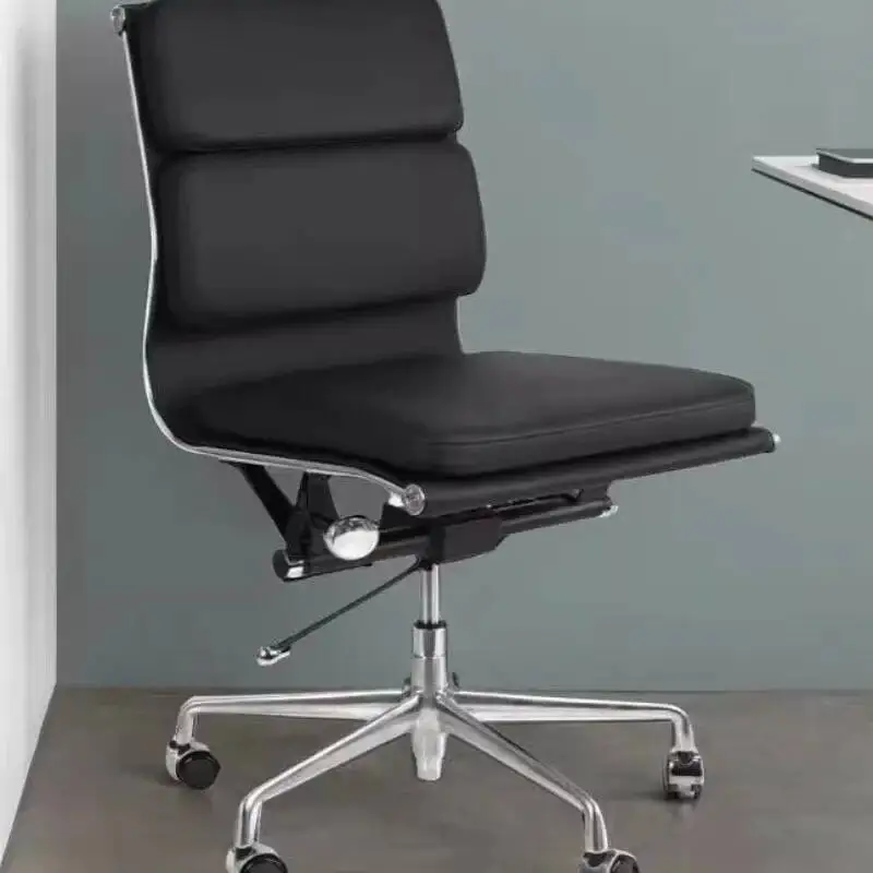 Cadeira de escritório ergonômica com encosto alto, cadeira giratória ajustável, base e rodas de metal cromado, cadeira de mesa confortável para comput